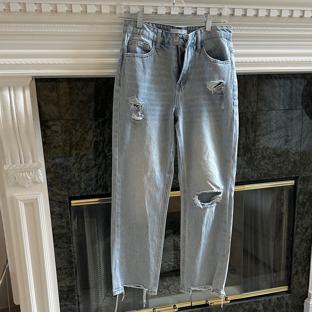 VERVET BY FLYING MONKEY Light blue, distressed, ripped jeans